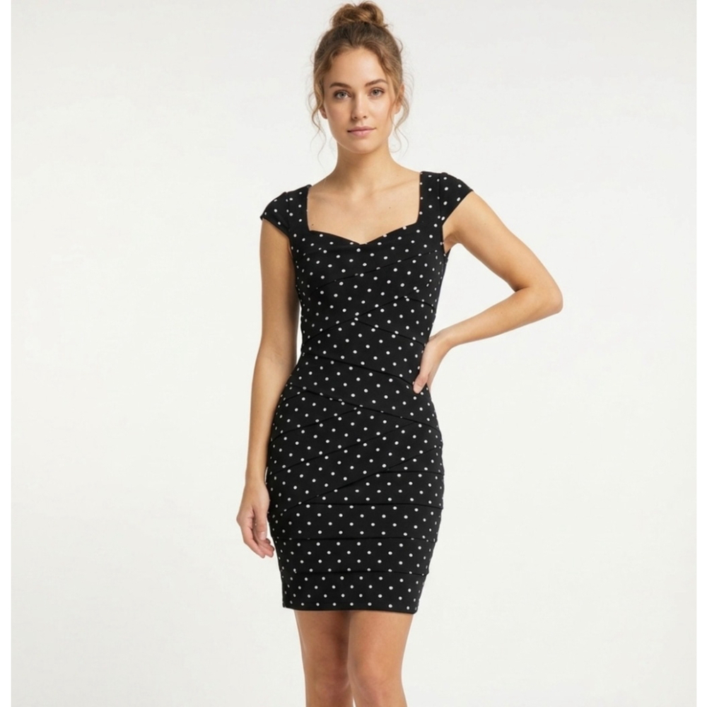 White House Black Market Black White Dot Sheath Dress Size 4
